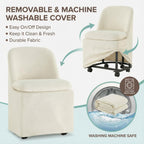 KISLOT Upholstered Dining Chairs Set of 2 with Hidden Casters, Modern Kitchen Chairs with Removable Washable Cover, Padded Dining Room Chairs with Chenille Velvet Fabric & Metal Frame, Beige