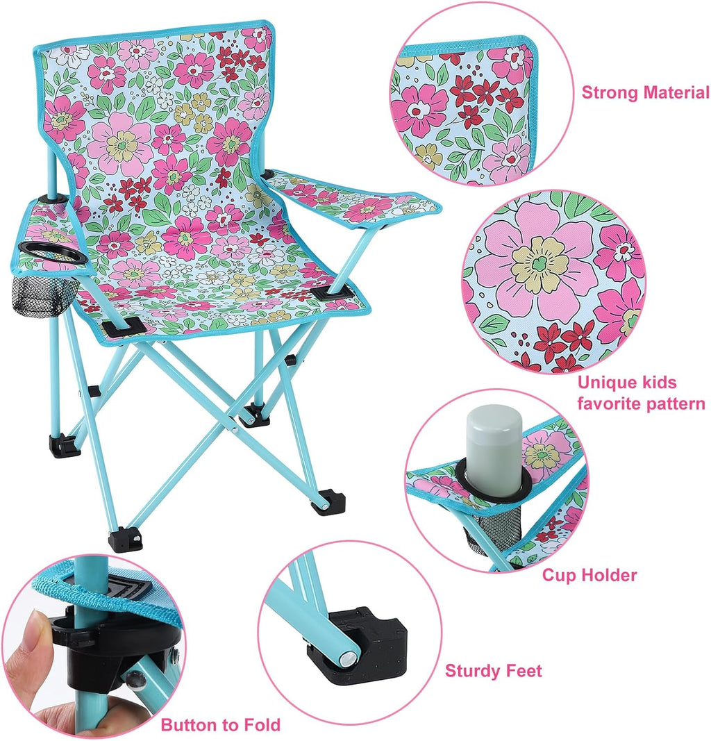 KABOER Kids Outdoor Folding Lawn and Camping Chair with Cup Holder and Carrying Bag, Children's Camping Chairs