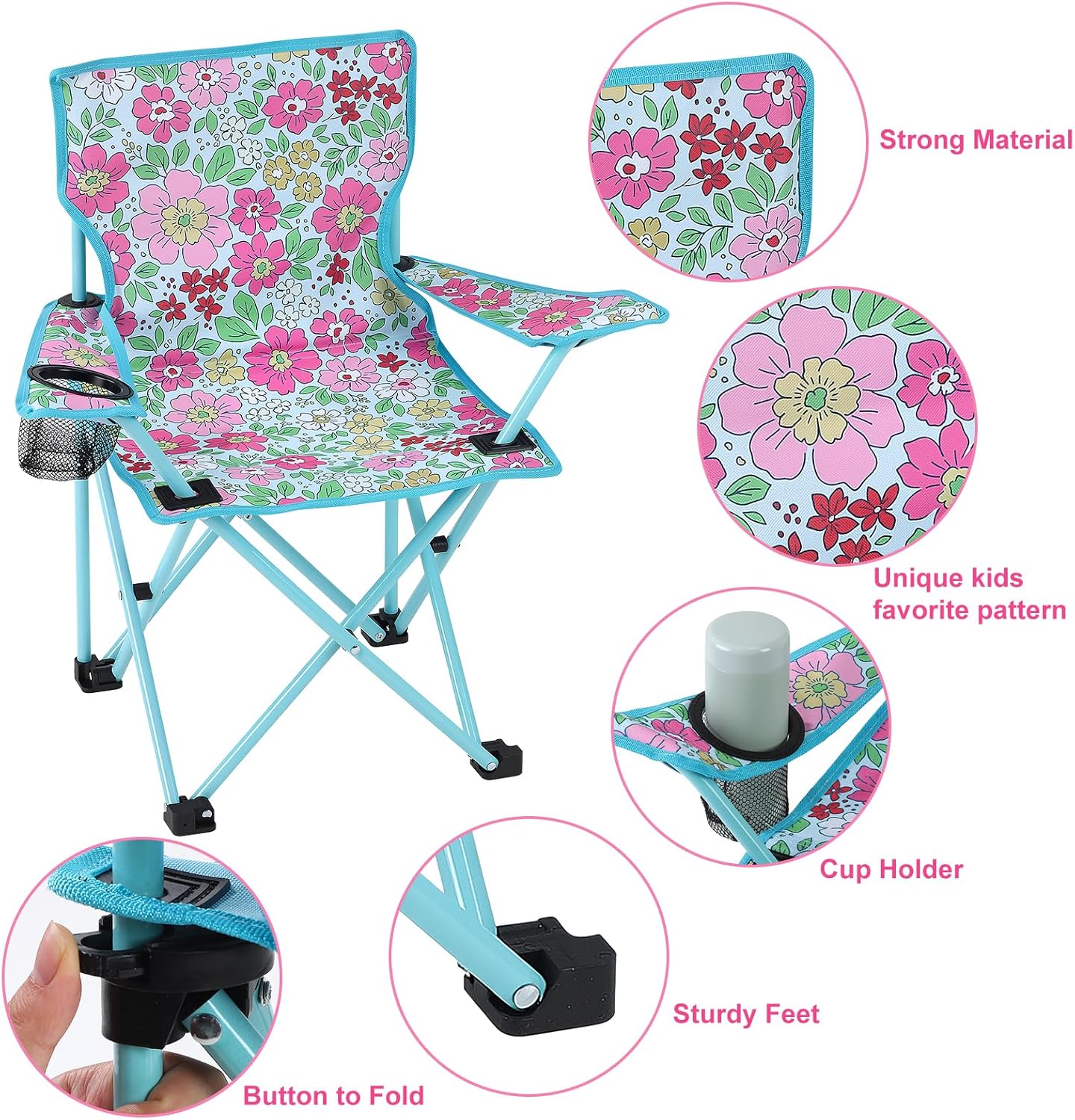 KABOER Kids Outdoor Folding Lawn and Camping Chair with Cup Holder and Carrying Bag, Children's Camping Chairs