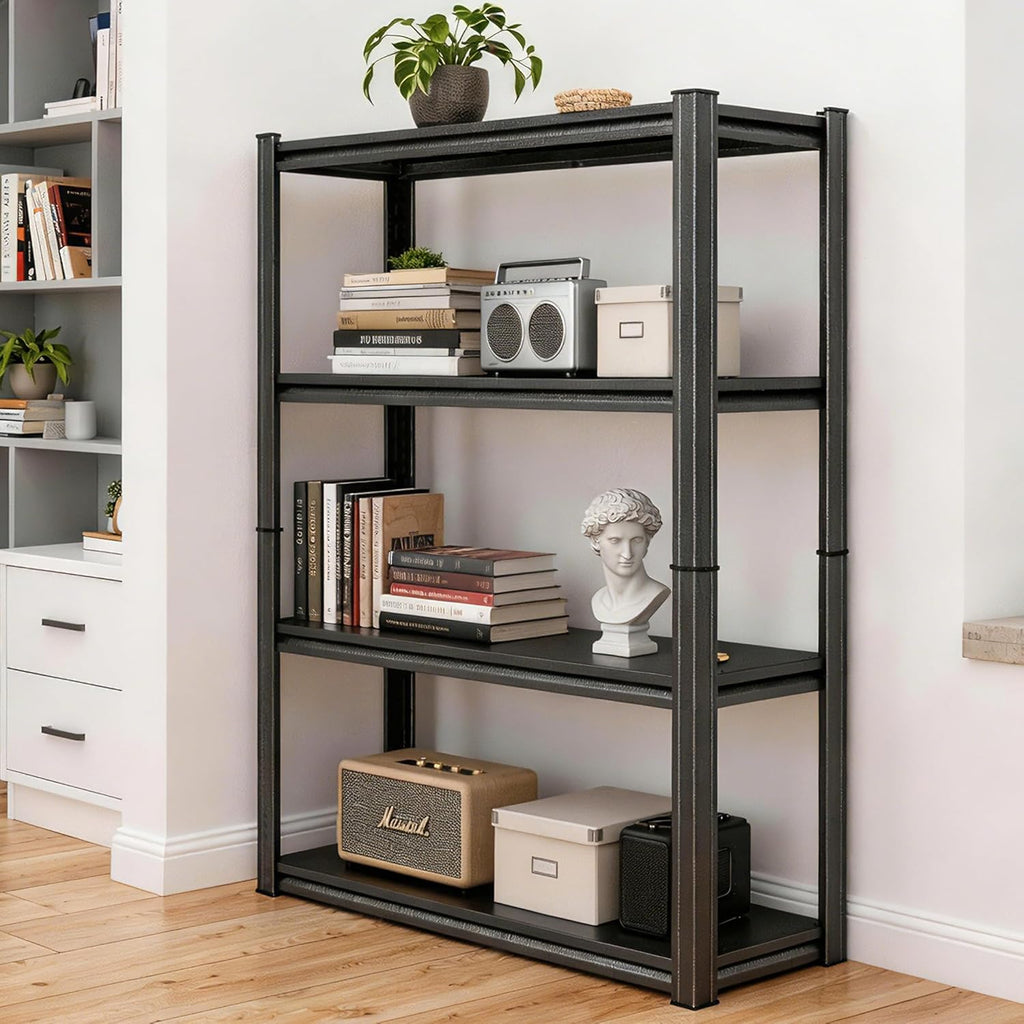 4-Tier Corner Shelf, Corner Bookshelf, Industrial Metal Storage Shelving Unit, Adjustable Storage Stand, Heavy Duty 2000 lbs Capacity, Steel Rack for Pantry, Living Room, 13.8"W×11.8"D×44.1"H