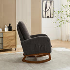 25.4" W Rocking Chair for Nursery, High Back Glider Chair with Retractable Footrest, Side Pocket, Rocking Accent Armchair with Rubber Wood Legs for Living Room/Bedroom.Navy (Charcoal)