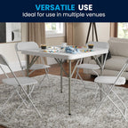 Flash Furniture Elon 2.85' Square All-Occasion Plastic Folding Event Table with Locking Legs, Folding Banquet Table for Indoor/Outdoor Events, White