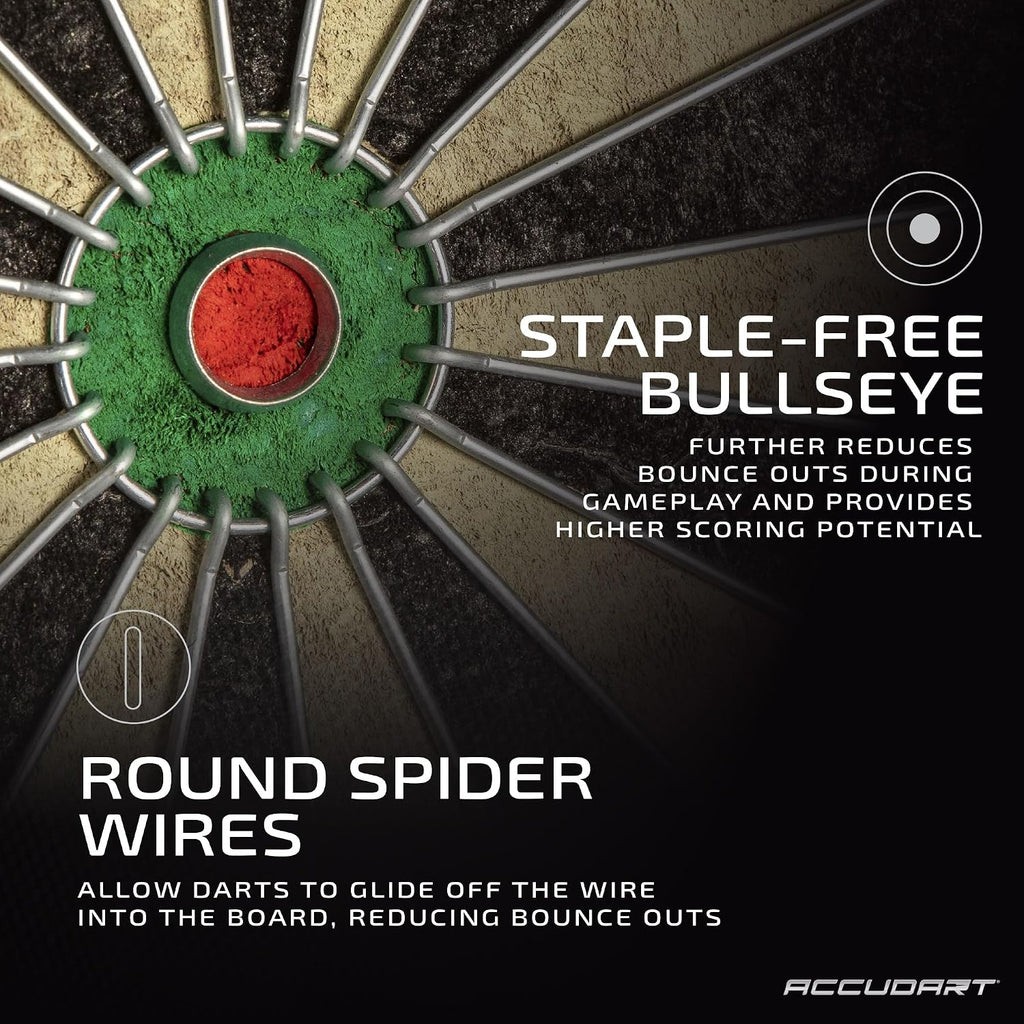 Accudart Armada Bristle Dartboard Cabinet Set – Official 18” Sisal Board, Self‑Healing Fibers, Grey Wood Cabinet, Round Spider Wires, Rotating Number Ring – Includes Steel‑Tip Darts