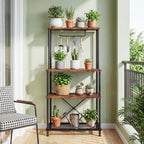SUPERLELE 4-Tier Bakers Rack, Coffee Bar Table with Paper Holder, Rustic Brown Kitchen Storage Shelf Microwave Stand, Reinforced Industrial Standing Rack for Home Kitchen, 23.6 x 13 x 49.2 Inches