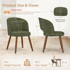 LUE BONA Dining Chairs Set of 4, Modern Upholstered Kitchen Chairs with Solid Wood Legs, Curved Backrest & Lumbar Support for Home Dining Room, Restaurant, Green