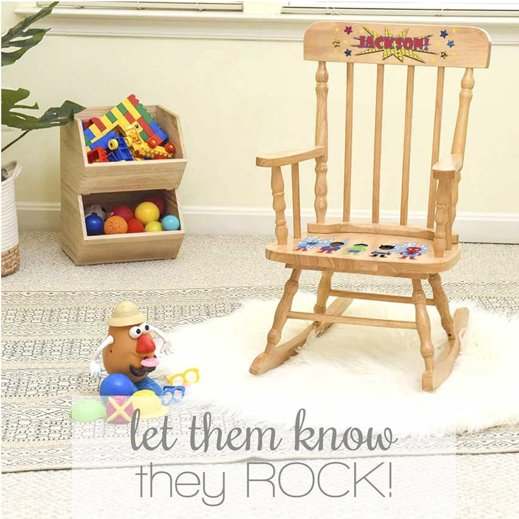 My Bambino Girl's Personalized White Wood Rocking Chair Toddler Baby Gift (You are My Sunshine)