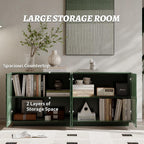 4 Door Modern Sideboard Buffet Cabinet with Spiral Grain, Accent Storage Sideboard Freestanding Anti-Dumping Storage Cabinet Buffet for Kitchen & Living Room (Green)