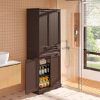 Gizoon 71" Tall Kitchen Pantry Cabinet with Doors and Adjustable Shelves, Pantry Storage Cabinet with Drawer for Small Kitchen Bathroom Laundry Room, Painted Dark Brown