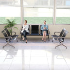 KINTNESS 7 Seat Reception Chair Benches Office Chair Guest Heavy Duty Waiting Room Chairs with Arms for Lobby, Office, Bank, Hospital Bench, Black