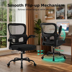 AreShark Office Chair Ergonomic Desk Chairs with Adjustable Lumbar Support, High Back Breathable Mesh Chair with Wheels& Flip-up Armrests,Rolling Swivel Comfy Task Computer Chair for Home Work Gaming