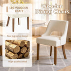 ClinQ Wooden Dining Chairs Set of 2, Modern Fabric Upholstered Kitchen Chairs Dining Chair, Mid Century Modern Chair for Kitchen Dining Room, Farmhouse Kitchen Chairs, Beige-Walnut Legs