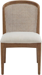 Christopher Knight Home Lilia Dining Chairs Set of 2, Modern Dining Chair with Fabric Upholstery, Rubberwood Frame Kitchen Chairs with Cane Webbing, Extra Seat for Dining Room, Beige + Walnut