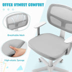 Kids Desk Chair, Height Adjustable Children Study Chair w/Lumbar Support, Swivel Mesh Seat, Universal Casters, Ergonomic Kids Task Chair for Boys Girls Aged 3-10, Home, School, Office(Grey)