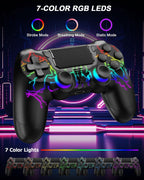 Wireless Controller for PS-4, Dual Vibration Game Joystick/Motion Sensing/Touchpad/Speaker/3.5mm Audio Jack Headphone, Upgraded Six-Axis Sensor, Compatible with PS4/Slim/Pro Console/PC (black-crack)