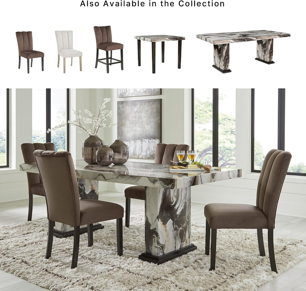 Signature Design by Ashley Jazmore Dining Chairs Set of 2, Contemporary Upholstered Velvet Side Chairs, Comfortable Cushioned Seat and Solid Wood Frame, Ideal for Dining Rooms, Mocha Brown