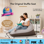 Huddle Original Stuffed Animal Storage Chair Washable Bean Bag Cover (No Filler) for the Perfect Kids Bean Bag Chair. XL Bean Bag Stuffed Animal Storage Bags | Store 100+ Toys 100% Cotton Canvas Grey