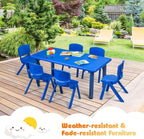 Costzon Plastic Stackable School Chairs, 6 Pack, Kids Learning Chairs with 11 inch Seat Height, Carrying Handle, Waterproof Children Chairs for Playrooms, Schools, Daycares and Home (6 Pack, Blue)