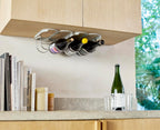 Joseph Joseph Cradle Wine Bottle Organizer, Under Cabinet Mount, Folding Steel Rack, Holds 4 Bottles