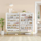 Hzuaneri Shoe Cabinet with Doors, 7-Tier Shoe Storage Cabinet with Adjustable Shelves, Wooden Shoes Organizer Cabinets with Top Storage Layer, 28-32 Pairs, for Entryway, Hallway, White SR68703A