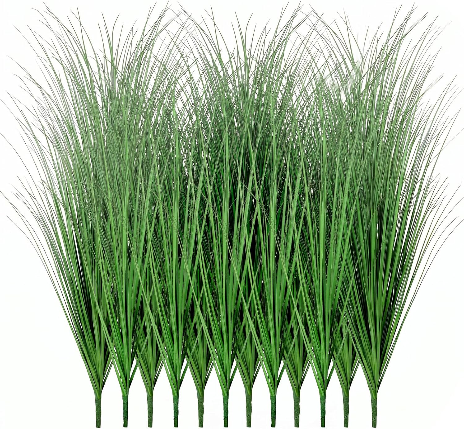 Sweetyear 12Pcs Artificial Plants Outdoor, 21" Fake Shrubs Wheat Grass, Greenery Stems Onion Grass, UV Resistant Faux Tall Grass Plants for Garden Porch Window Box Indoor Home Decor (Green)