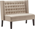 Andeworld Modern Loveseat Settee Bench Sofa Couch, Upholstered Banquette Dining Bench with Back for Dining Living Room Hallway or Entryway Seating,Putty