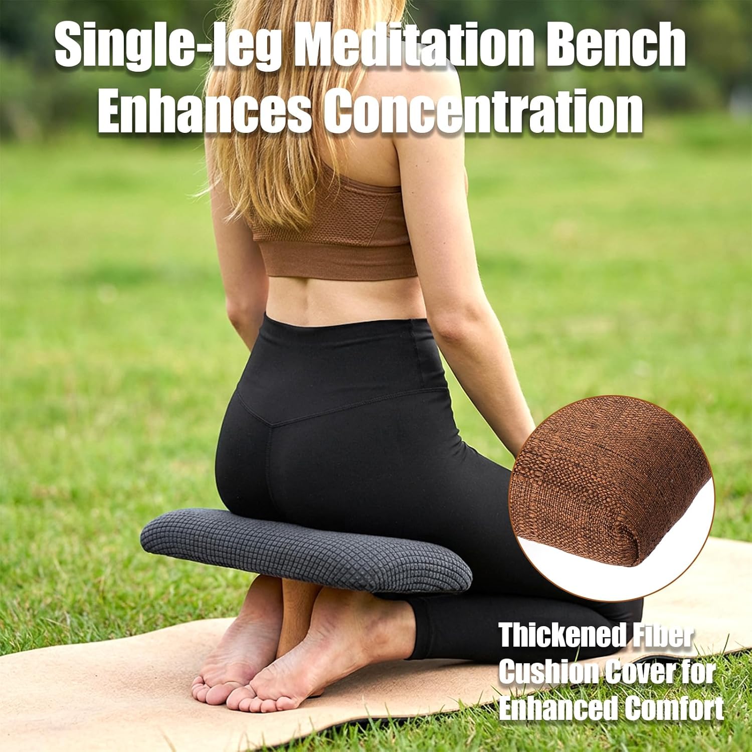 Meditation Bench - Yoga Bench,Wooden Zen Meditation Stool Kneeling Bench for Mindfulness Practice Tea Ceremony and Relaxation Ergonomic Design for Comfort and Support Househol (Blue)