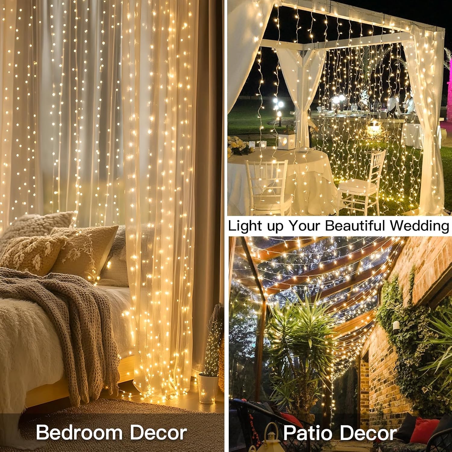 suddus 300 LED Curtain Lights Warm White 2PACK