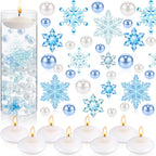 124 Pcs Christmas Vase Filler Pearls for Vase Filler Christmas Table Decor Floating Candles Centerpiece with 8 Floating Candles for Table Party Festival Decor, Not Included Clear Beads (Beauty Style)