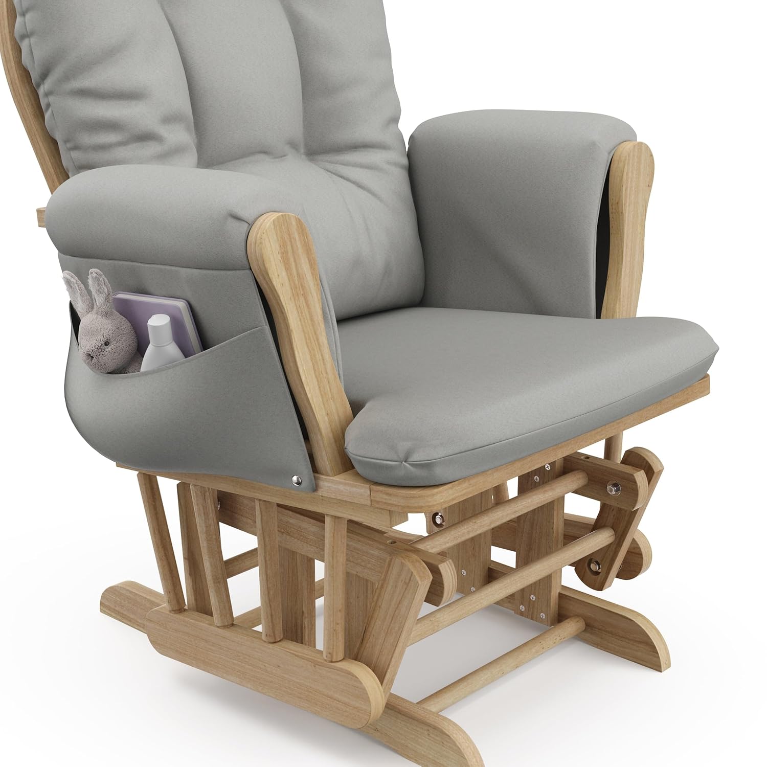 Storkcraft Premium Hoop Glider & Ottoman (Natural/Light Gray) — GREENGUARD Gold Certified Nursery Glider, Solid Wood Craftsmanship, Smooth-Gliding Nursery Chair and Ottoman, Award-Winning