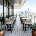 PURPLE LEAF Counter Height Bar Stools Set of 2 Rattan Wicker Outdoor Metal Boho Barstools with Back and Footrest Patio Garden Balcony Pool Bar Chairs