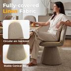 DUOMAY 360° Swivel Dining Chairs Set of 4, Mid Century Modern High Back Linen Upholstered Dining Room Chairs Kitchen Chairs, Armless Chair for Living Room Bedroom Reading, Khaki