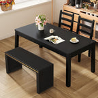 Wisuce Bamboo Dining Bench, 35 inch Entryway Indoor Bench, Black