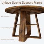Garvee 43.3" Round Dining Table for 4-6 People, Circle Kitchen Table with Wooden Pedestal Base and Storage Shelf Space Saving Dining Room Table for Kitchen, Living Room, Apartment