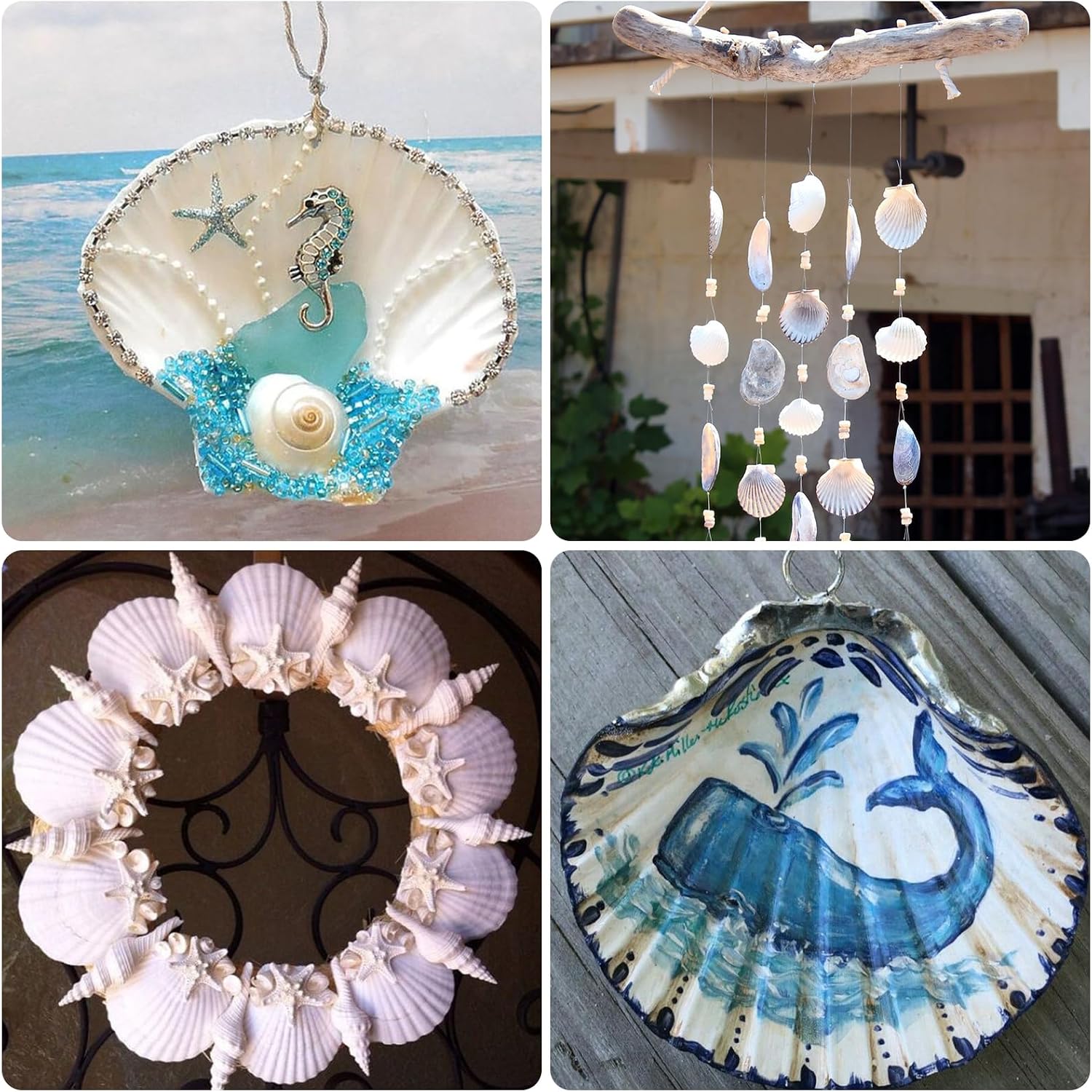 10PCS Large Natural Scallop Shells, 4''-5'' Large Shell for Crafts, DIY Painting, Baking and Beach Wedding Decorations - Large White Seashells Bulk for Ocean Themed Parties and Home Decor