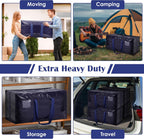 6 Pack Moving Bags Heavy Duty 210GSM with Full-Open Side Zipper, 93L 220lbs Waterproof Foldable Storage Totes for College Dorm Move-In, Moving Boxes Alternative & Home Organization, Blue