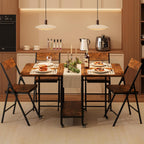 IDEALHOUSE IDEAHOUSE Dining Table Set for 4, Folding Dining Table with 4 Folding Chairs, Drop Leaf Table and Chairs with Swivel Wheels, Hideaway, for Small Space, Kitchen, Dining Room, Rustic Brown