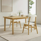 KISLOT Wooden Dining Chairs Set of 4, Upholstered Modern Dining Room Chairs, Mid Century Solid Oak Wood Kitchen Chairs for Farmhouse, Restaurant, Café (Cream Fabric & Original Color)