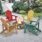 Giantex Outdoor Adirondack Chair - Oversized Patio Chairs w/Hidden Cup Holder, Realistic Wood Grain, 380 LBS Weight Capacity, Weather Resistant Firepit Chairs for Backyard, Garden (1, Red)