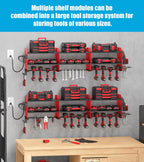 CCCEI Pack of 2 Modular Power Tools Organizer, Drills and Battery Storage Wall Mount, Garage Shop Organization, Anniversary, Birthday, Gifts for Men, Father, Red.