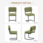Modern Cantilevered Green Dining Chairs Set of 4, Mid Century Side Dinner Chairs, Armless Backrest, Upholstered Seat, Metal Base, Industrial for Kitchen/Restaurant/Living Room/Cafeteria, Olive