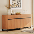 WAMPAT Sideboard Buffet Cabinets, Modern Sideboard with Adjustable Shelf and Metal Base, Coffee Bar Cabinet Storage Cabinet for Living Room, Kitchen, 2Pcs, Mocha