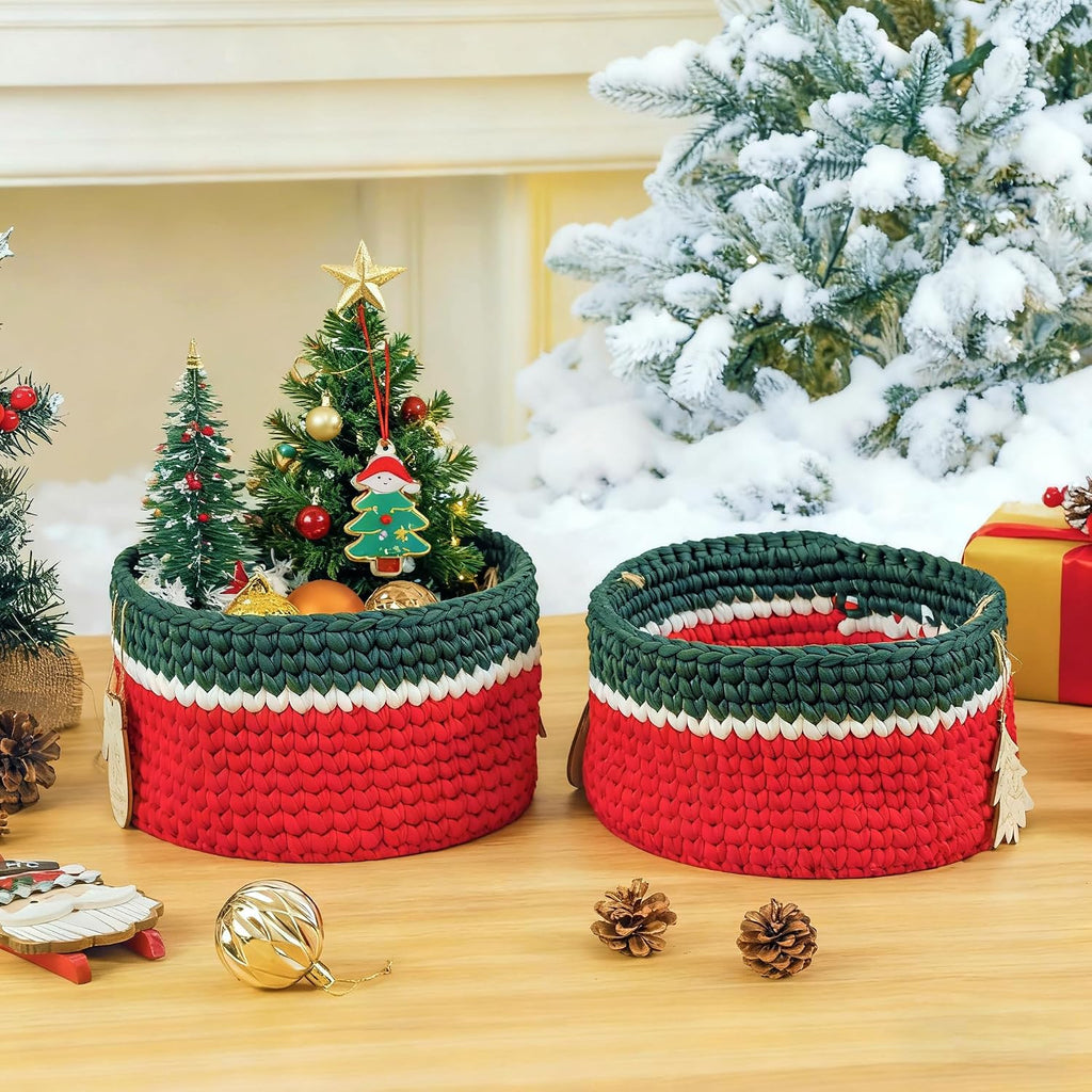 Mothers Day Gifts for Mom Wife Women Her Handwoven Basket Fabric Gift Basket Empty Storage Baskets Woven Cotton Rope Xmas Basket with 2pcs Wooden Tags, Baby Gift Basket for Toys, Towels, Diapers