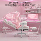 Big and Tall Gaming Office Chair 400lbs - Heavy Duty Ergonomic Computer Desk Chair with Footrest, Adjustable Armrests, High Back PU Leather with Racing Style (White/Pink)
