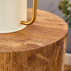 Wooden End Table Round Side Table Imitation Marble Grain Coffee Table Modern Bedside Nightstand Table for Living Room,Office, Apartment,Fully Assembled