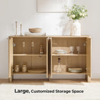 CHITA 61" Sideboard Buffet Cabinet with Storage, Living Room Accent Cabinet with Doors and Adjustable Shelves, for Bar, Kitchen, Oak
