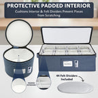 China Storage Hard Shell Containers 5-Piece Set Moving Boxes for Dinnerware, Glasses, Plates, Mugs and Saucers Sturdy Dish Organizer with Dividers for Seasonal Storage - Service for 12 - Denim Blue