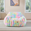 Giant Plush Bean Bag Chair for Adults with Armrests,Oversized Comfy Beanbag Lounge Lazy Floor Sofa Chair for Game Room,Living Room,Bedroom,Ultra Soft Mini Couch-Rainbow