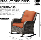 Joyside Outdoor Rocking Chair, Wicker Patio Furniture with High Back, Deep Seating, Wide Armrest, Thickened Cushions, Outdoor Rattan Furniture for Deck, Porch Use