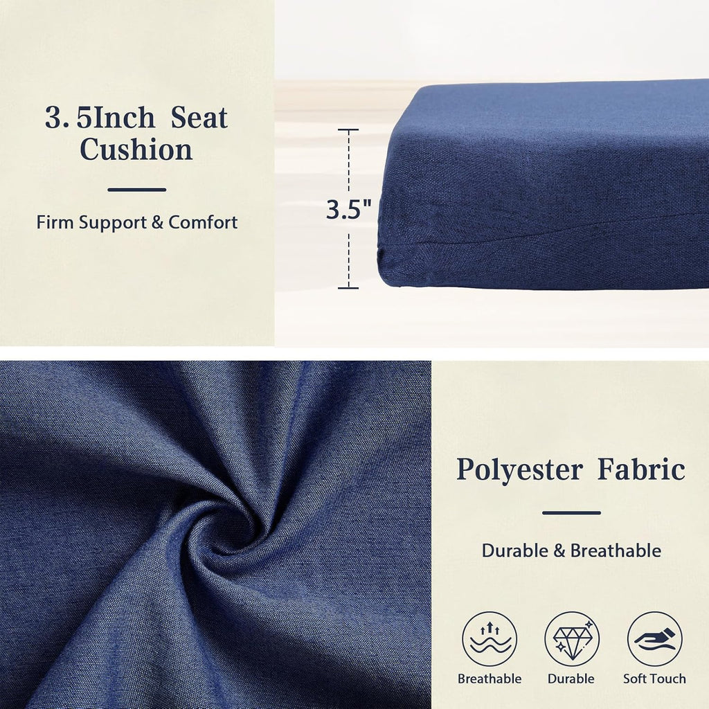 ANMINY 5pcs Glider Rocker Replacement Cushions Set - Thickened Glider Rocking Chair Cushions with 29.5 inch High Backrest & Side Pockets for Indoor Nursery, Washable & Non Slip, Blue
