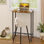 DAOUTIME Bar Height Table, Compact Bar Table, Counter Height Kitchen Dining Table for Apartment Breakfast Nook Home Bar, Sturdy Metal Frame, Small Console Table for Narrow Spaces